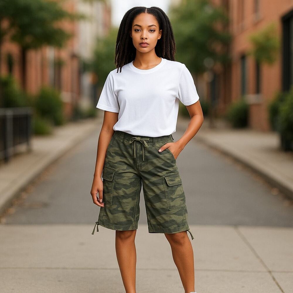 Disclosure Baggy Cargo Camo Shorts Junior 13/31 Skater Grunge Gorpcore 6-Pocket